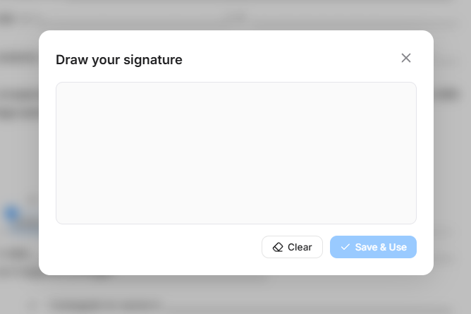 AirSign signature drawing modal with Clear and Save buttons